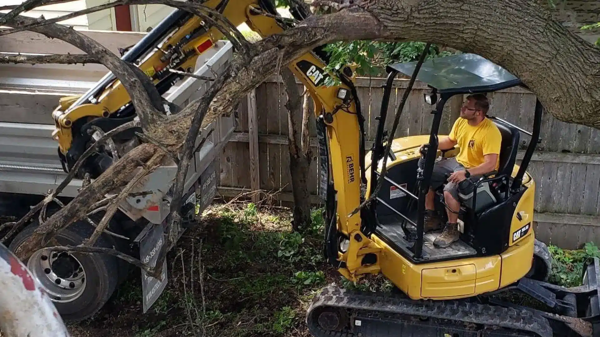 BEHR Excavation crew using Trimble 2D technology for precision grading in Fayetteville NY